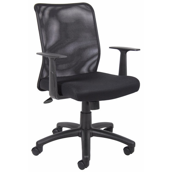 Boss Office Products B6106 Budget Mesh Task Chair with Arms in Black