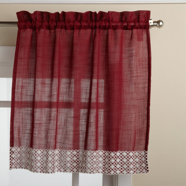 Lorraine Home Fashions Salem 60-inch x 24-inch Tier Curtain Pair, Burgundy