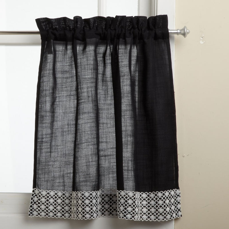 Lorraine Home Fashions Salem 60-inch x 24-inch Tier Curtain Pair, Black