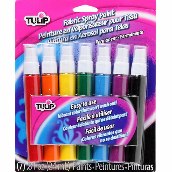 Tulip 29669 Fabric Mini Spray Paint, Rainbow, 7-Pack