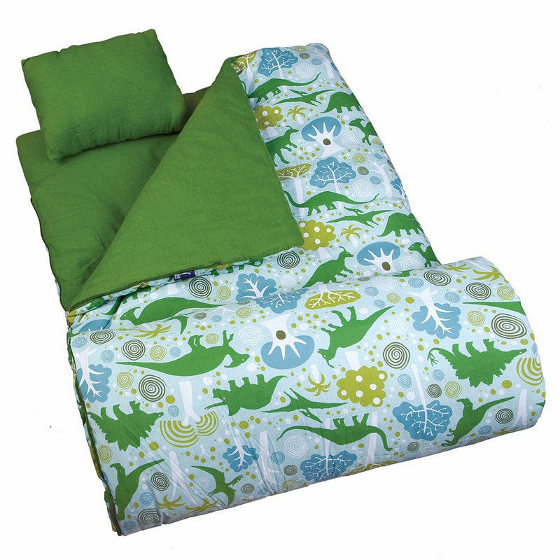 Sleeping Bag, Wildkin Children's Original Sleeping Bag with Pillowcase and Storage Bag, Premium Cotton & Microfiber Blend Exterior, 100% Cotton Flannel Interior, Ages 5, Dinomite Dinosaurs