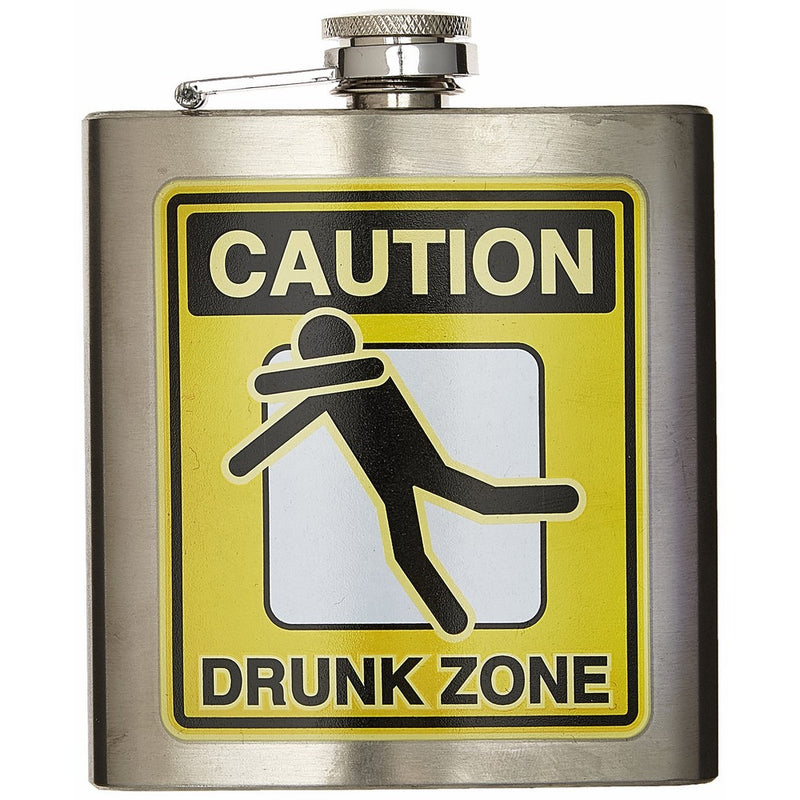 Laid Back CS13054 Drunk Zone Stainless Steel Flask, 6-Ounce