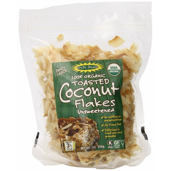 Let's Do Organic Unsweetened Coconut Flakes, Toasted, 7 Ounce (Pack of 12)