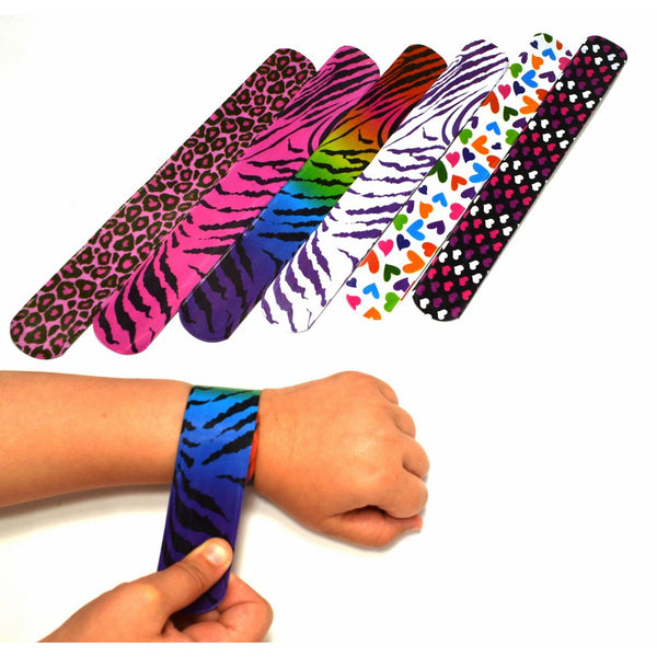 dazzling toys Hearts/animal Print Slap Bracelets - Pack of 50- Mega Pack!