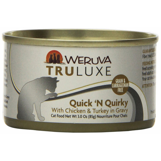 Weruva's TruLuxe Cat Food, Quick 'N Quirky with Chicken & Turkey in Gravy, 3oz Can (Pack of 24)
