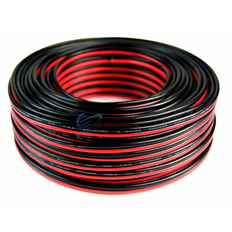 100' Feet 14 Gauge Red Black Stranded 2 Conductor Speaker Wire Car Home Audio Ga