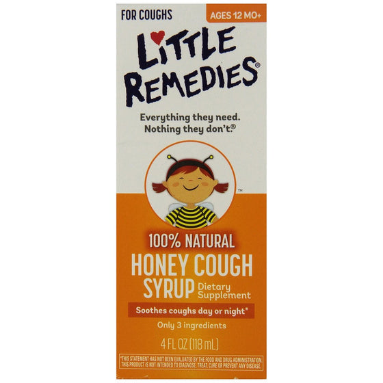 Little Remedies 100% Natural Honey Cough Syrup | 4 oz | Soothes coughs day or night