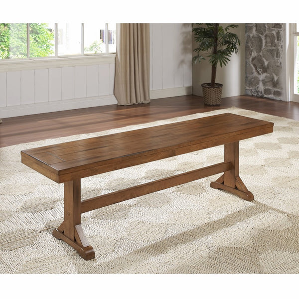 WE Furniture Solid Wood Brown Dining Bench