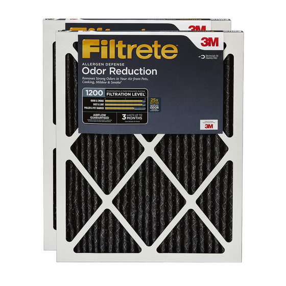 Filtrete MPR 1200 20 x 25 x 1 Allergen Defense Odor Reduction AC Furnace Air Filter, 2-Pack