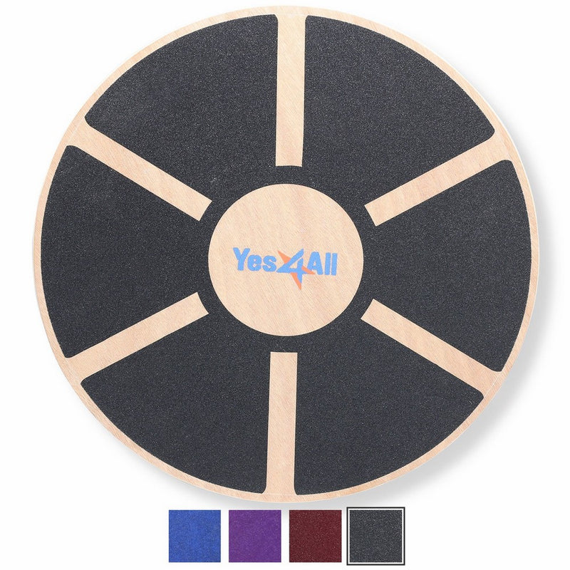 Yes4All Wooden Wobble Balance Board – Exercise Balance Stability Trainer 15.75 inch Diameter - Black - ²DB6FZ
