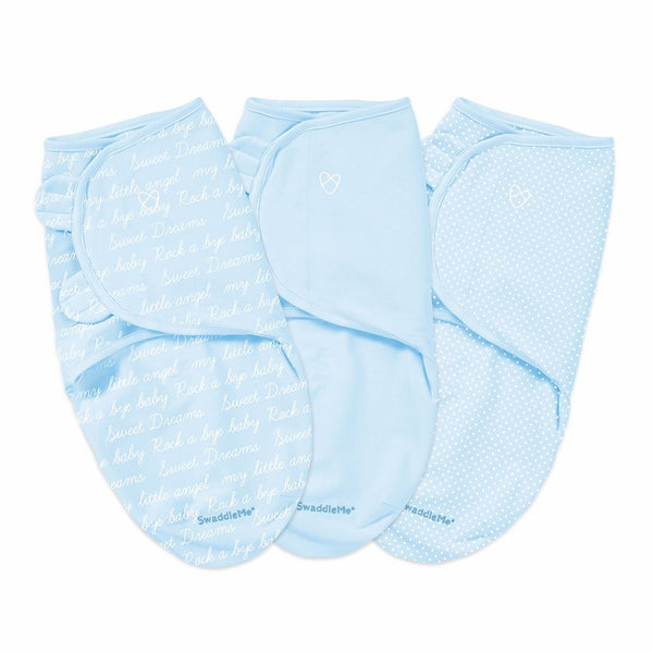 SwaddleMe Original Swaddle 3-PK, Blue Cursive (Small/Medium)