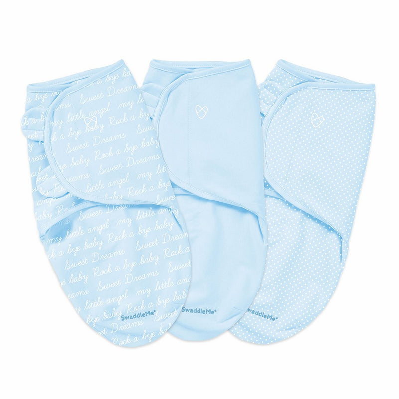 SwaddleMe Original Swaddle 3-PK, Blue Cursive (Small/Medium)