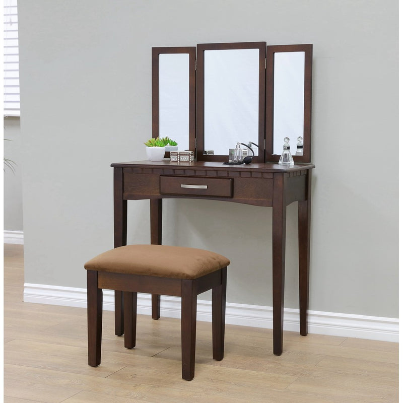 Frenchi Home Furnishing 2 Piece Home Furnishing Stool Set & Vanity, Espresso