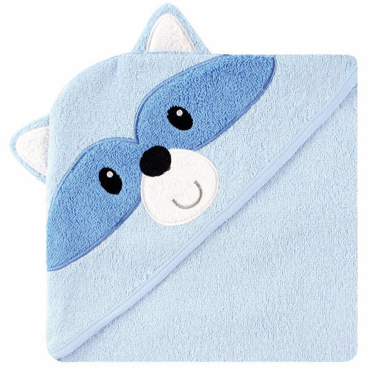 Luvable Friends Animal Face Hooded Towel, Raccoon