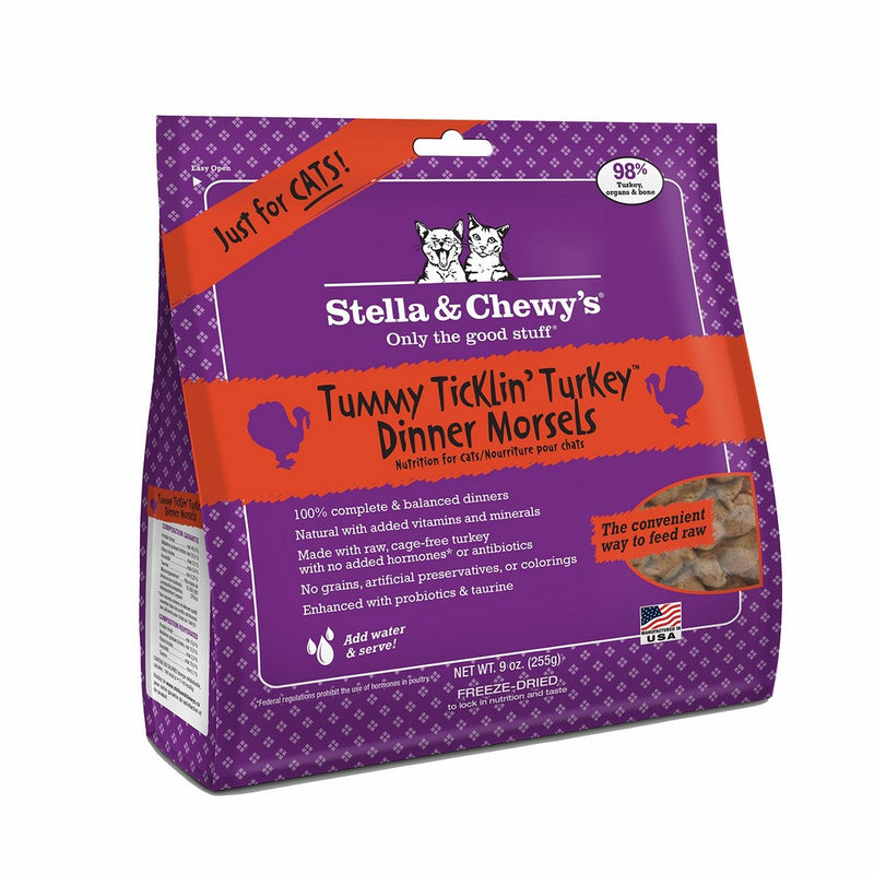 Stella & Chewy's Freeze-Dried Raw Tummy Ticklin' Turkey Dinner Morsels Grain-Free Cat Food, 9 oz