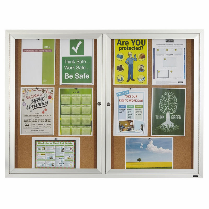 Quartet Enclosed Cork Indoor Bulletin Board, 4 x 3 Feet, Aluminum Frame (2364)