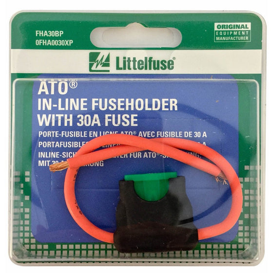 Littelfuse 0FHA0030XP ACS ATO HD Carded Inline Fuse Holder with 30 Amp Fuse