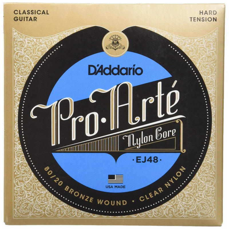 D'Addario EJ48 80/20 Bronze Pro-Arte Nylon Classical Guitar Strings, Hard Tension