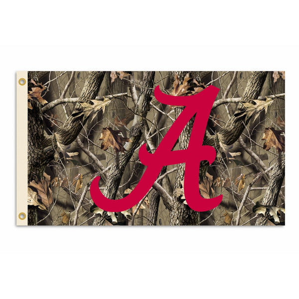 NCAA Alabama Crimson Tide 3-by-5 Foot Flag with Grommets - Realtree Camo Background