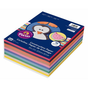Pacon Lightweight Construction Paper, 10 Assorted Colors, 9" x 12", 500 Sheets (6555)