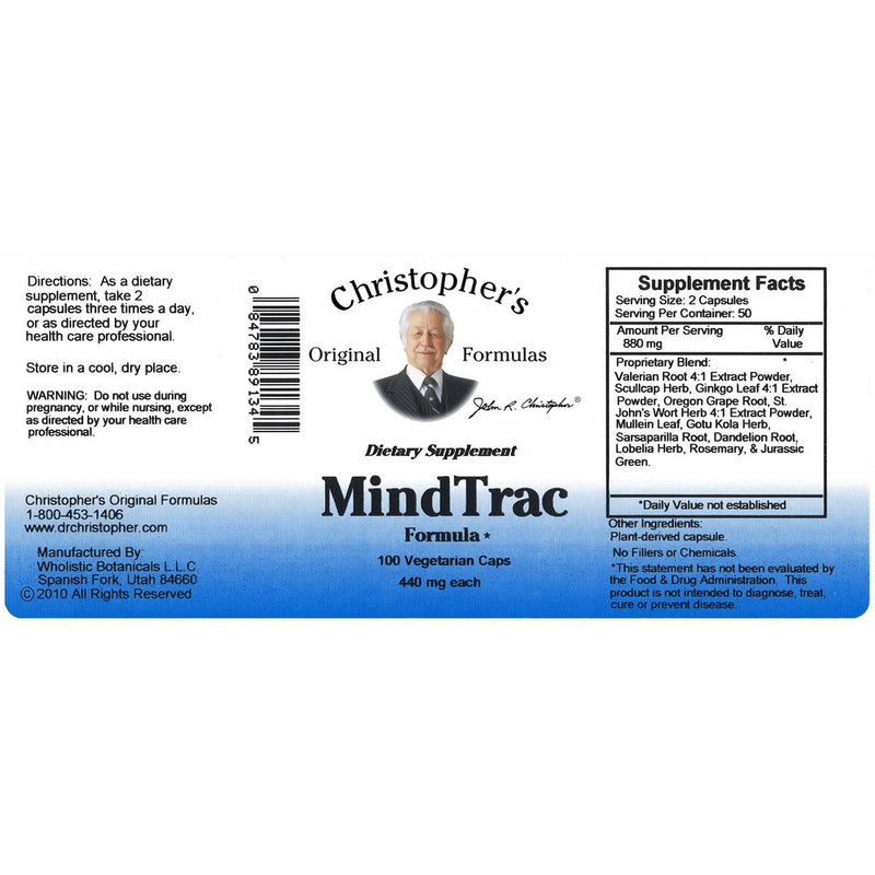 Dr. Christopher's Formulas MindTrac Herbal Capsules, 100 Count