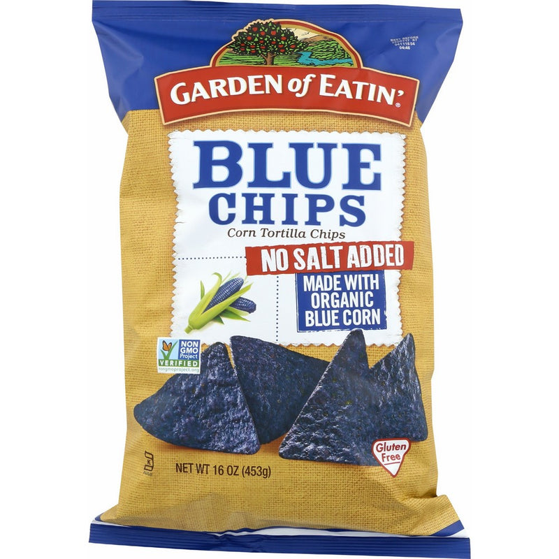 Garden of Eatin' No Salt Added Blue Corn Tortilla Chips, 16 oz. (Pack of 12)
