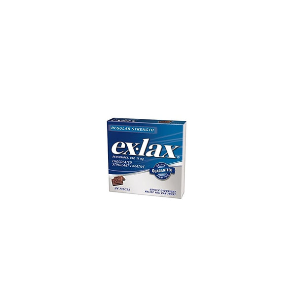 Ex-Lax Regular Strength Stimulant Laxative Chocolated Pieces, 24 count