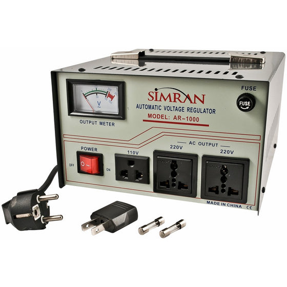 Simran AR-1000 1000-Watt Voltage Regulator/Stabilizer with Built-In Step Up/Down Voltage Transformer, Grey