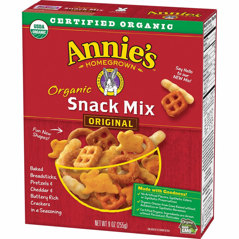 Annie's Organic Snack Mix, Assorted Crackers and Pretzels, 9 oz Box (Pack of 4)