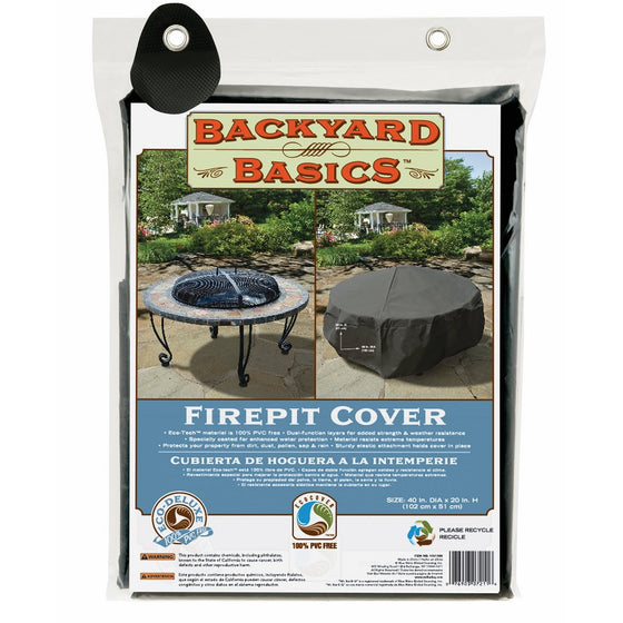 Backyard Basics Premium Round Fire Pit Cover, 40" x 20"