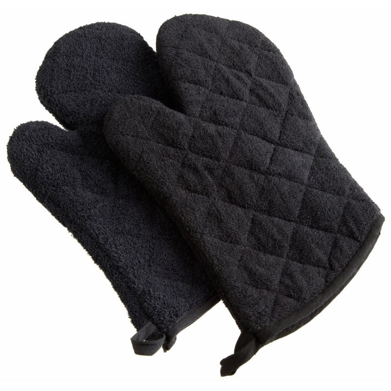DII100% Cotton, Machine Washable, Everyday Kitchen BasicTerry Ovenmitt Set of 2, Black
