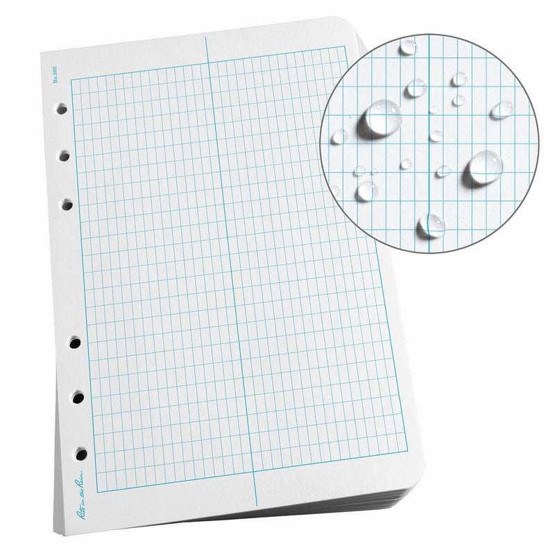 Rite in the Rain Weatherproof Loose Leaf Paper, 4 5/8" x 7", 32# White, Transit Pattern, 100 Sheet Pack (No. 302)