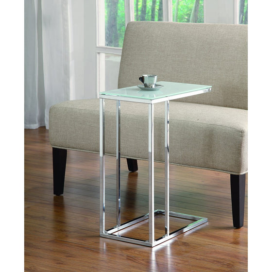 Coaster Transitional Chrome Snack Table with Frosted Tempered Glass Top