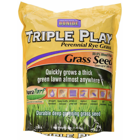 Bonide 60271 Triple Play Rye Grass Seed, 3-Pound