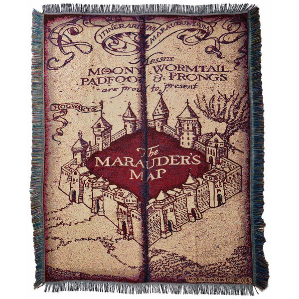 Warner Brothers JK Rowling Harry Potter,"Marauder's Map" Woven Tapestry Throw Blanket, 48" x 60"