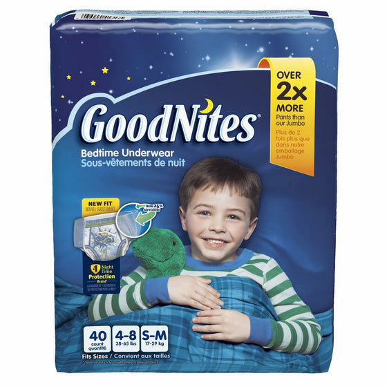 GoodNites Bedtime Pants for Boys, Small/Medium, 40 count