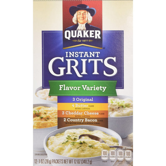 Quaker Instant Grits Flavor Variety, 12-count, Single Pack (pack of 3)