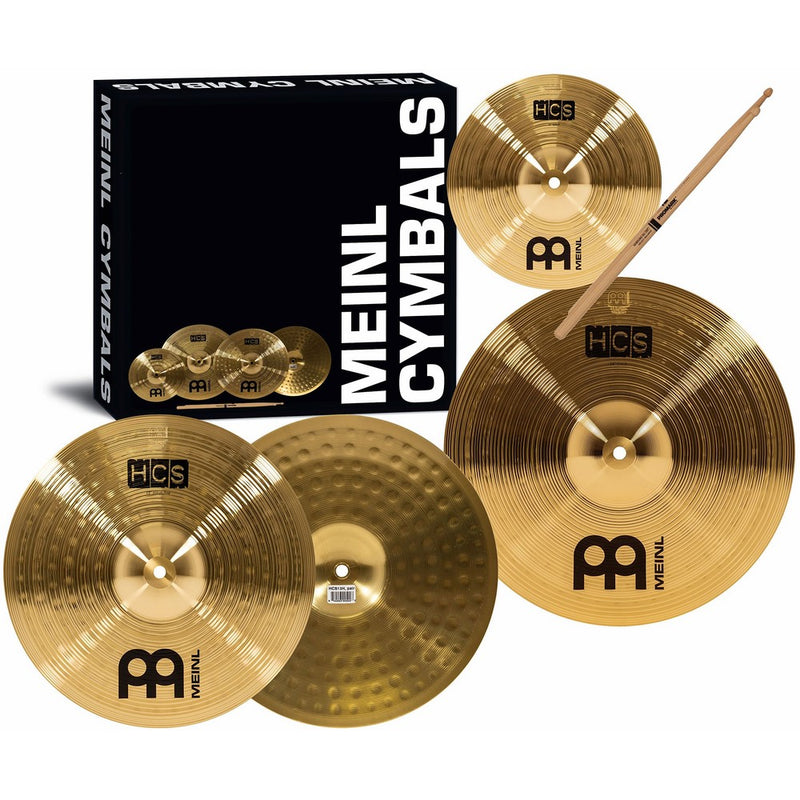 Meinl Cymbals HCS131410S HCS Pack Cymbal Box Set with 13-Inch Hi Hats, 14-Inch Crash, Plus a FREE Splash Cymbal, FREE Sticks, and FREE Lessons