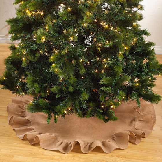 Holiday DÃcor Ruffle Trim Jute Burlap Xmas Tree Skirt, 53-inch Round (Natural) by fenncostyles.com