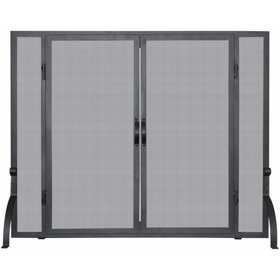 UniFlame S-1044 Single Panel Wrought Iron Screen with Doors, Medium