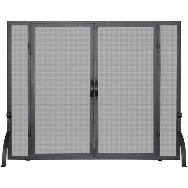 UniFlame S-1044 Single Panel Wrought Iron Screen with Doors, Medium