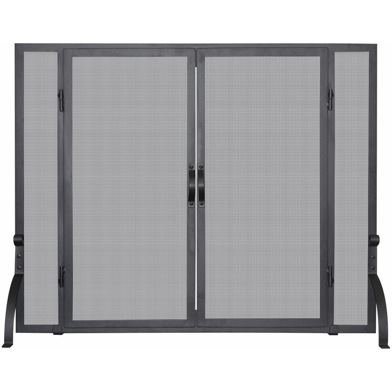 UniFlame S-1044 Single Panel Wrought Iron Screen with Doors, Medium