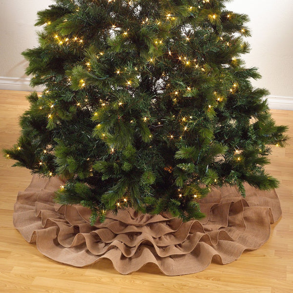 SARO LIFESTYLE 0516.N56R Ruffled Design Jute Tree Skirt, Natural, 56"