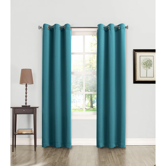 Sun Zero Becca Energy Efficient Grommet Curtain Panel, 40" x 84", Marine Teal