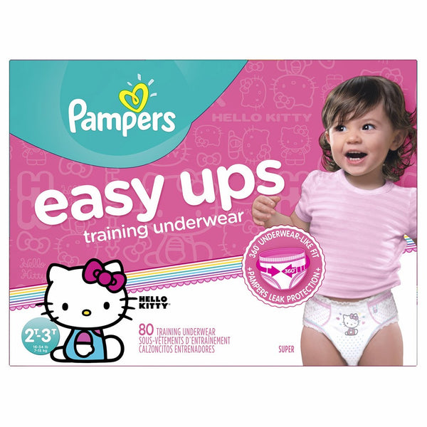 Pampers Easy Ups Pull On Disposable Training Diaper for Girls, Size 4 (2T-3T), Super Pack, 80 Count