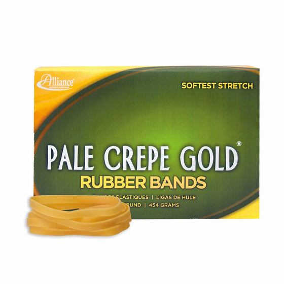 Alliance Rubber 20645 Pale Crepe Gold Rubber Bands Size #64, 1 lb Box Contains Approx. 490 Bands (3 1/2" x 1/4", Golden Crepe)