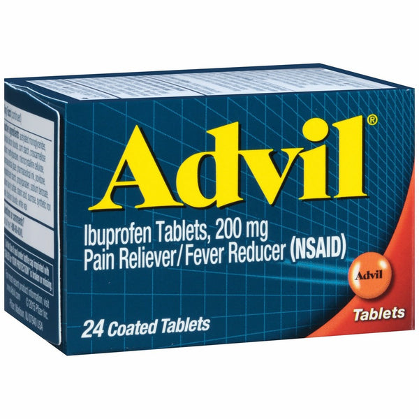 Advil (24 Count) Pain Reliever/Fever Reducer Coated Tablet, 200mg Ibuprofen, Temporary Pain Relief