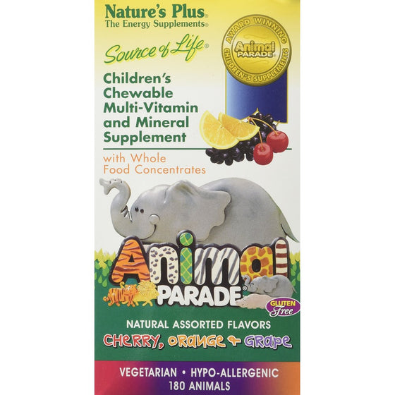 Nature's Plus - Animal Parade Children's Chewable Multi Assorted Flavors, 180 Count