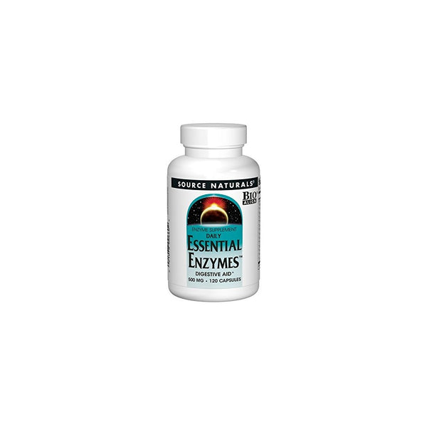 Source Naturals Essential Enzymes 500mg Bio-Aligned Multiple Enzyme Supplement - 120 Capsules