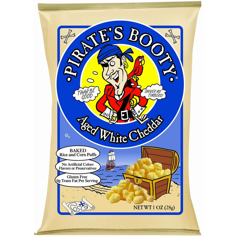 Pirate's Booty Snack Puffs, Aged White Cheddar, 1 Ounce (Pack of 24)